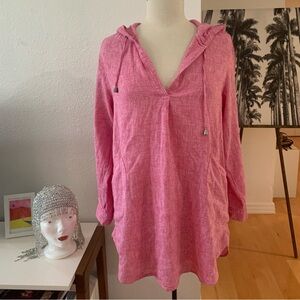 ForCynthia Beachwear Pink hooded beachcover with xtra large pockets